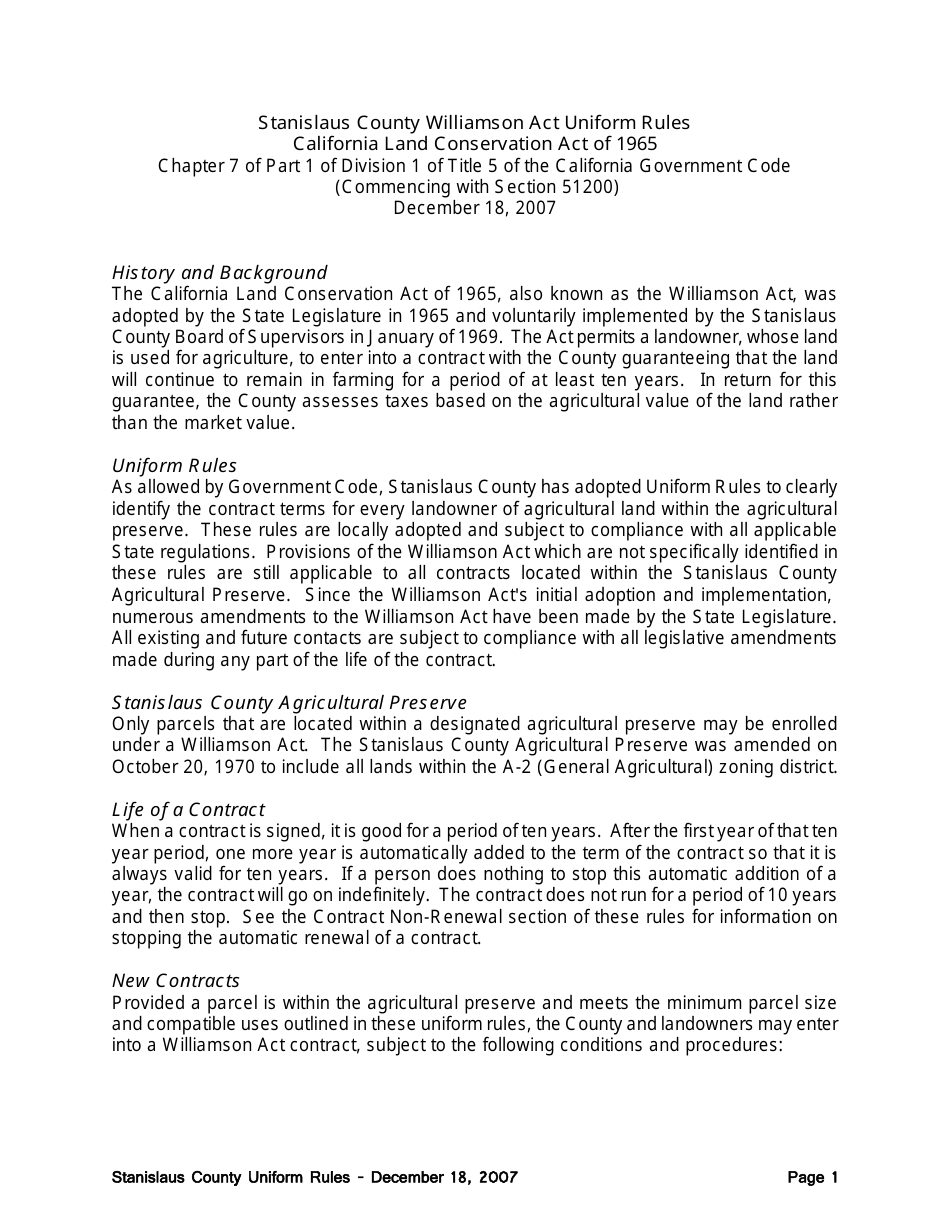 New Williamson Act Contract Application - County of Stanislaus, California, Page 7