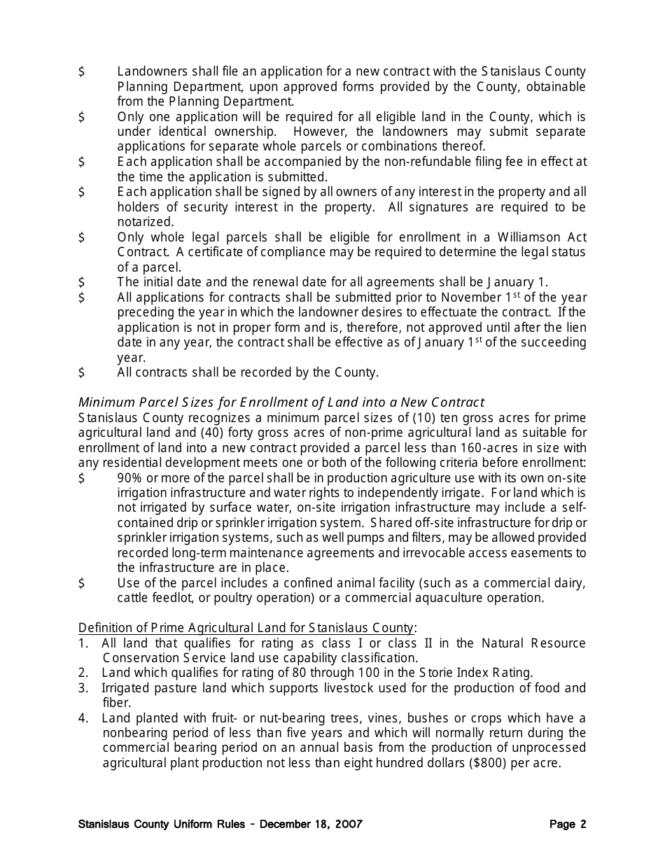 New Williamson Act Contract Application - County of Stanislaus, California, Page 8