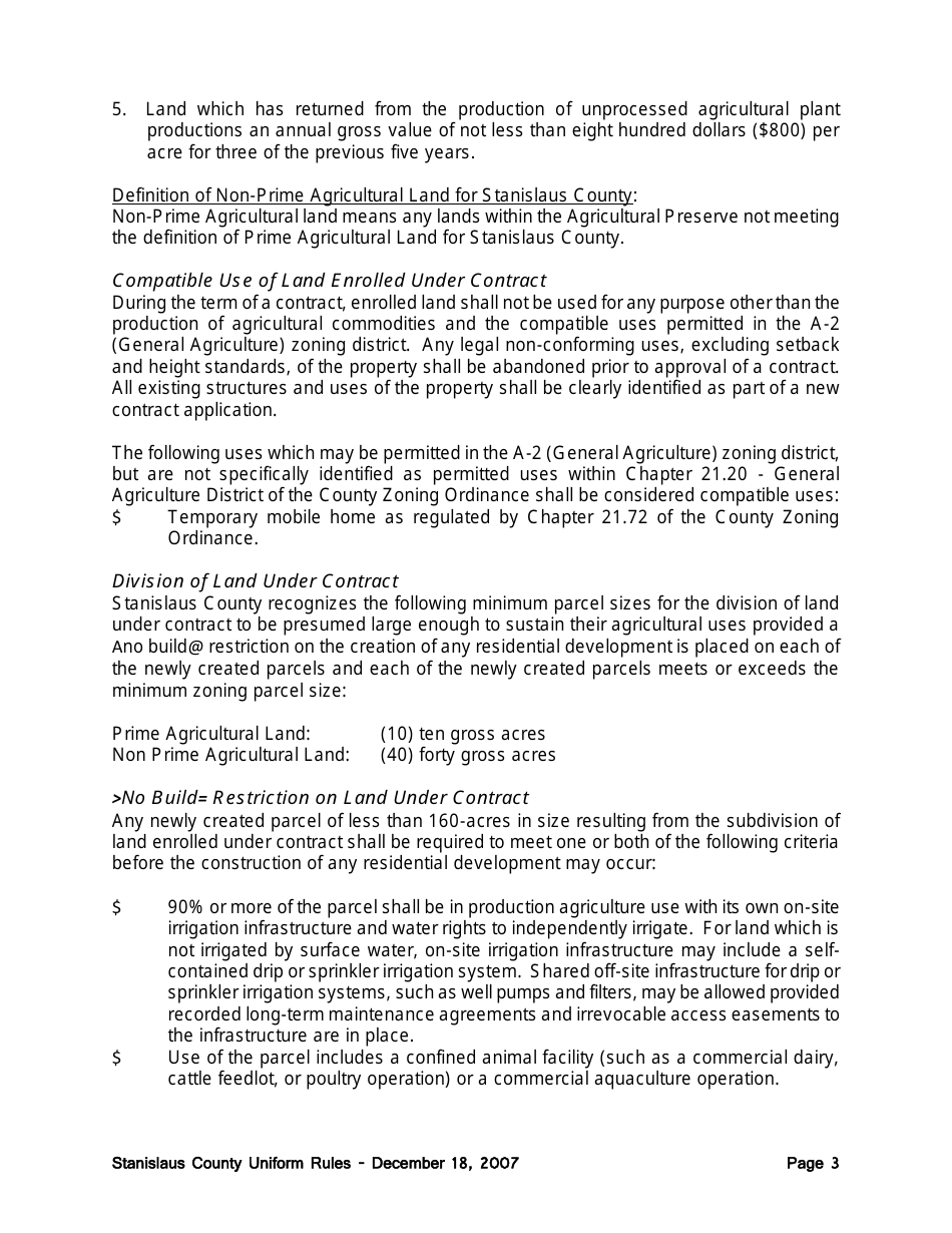 New Williamson Act Contract Application - County of Stanislaus, California, Page 9