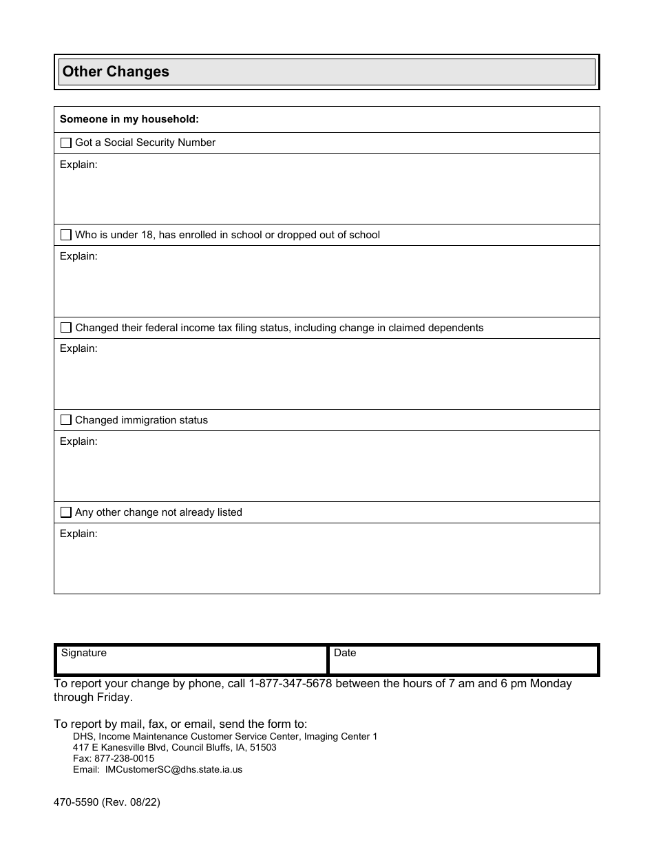 Form 470-5590 Ten-Day Report of Change for Medicaid / Hawki - Iowa, Page 6