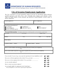 Document preview: Employment Application - City of Scranton, Pennsylvania