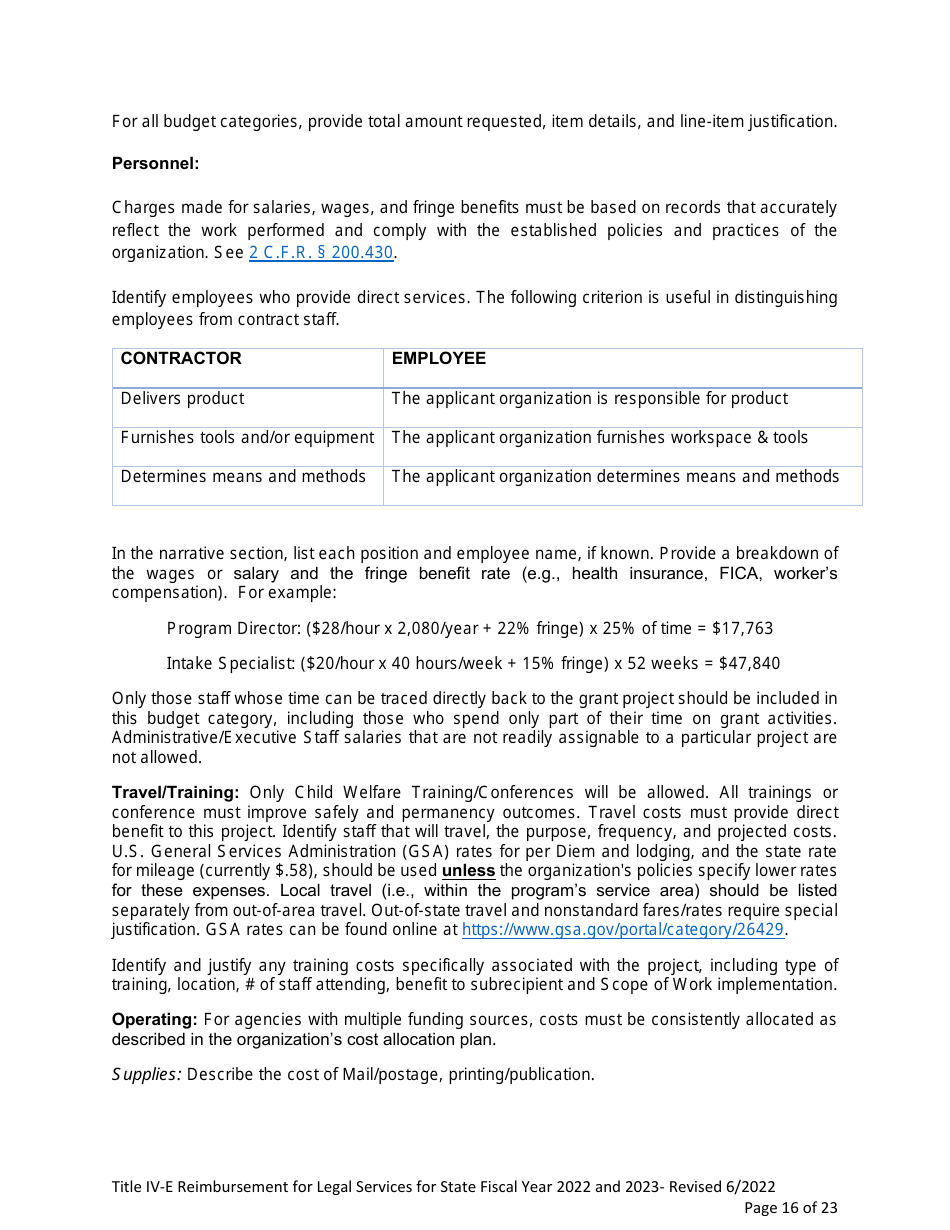Application Form - Title IV-E Reimbursement Program for Legal Services - Nevada, Page 16