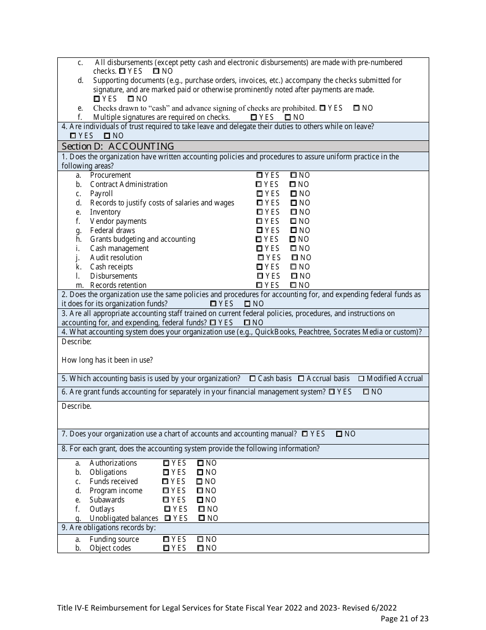 Application Form - Title IV-E Reimbursement Program for Legal Services - Nevada, Page 21