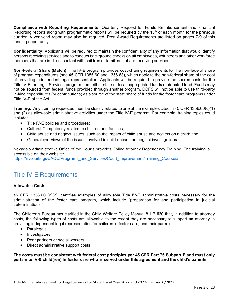 Application Form - Title IV-E Reimbursement Program for Legal Services - Nevada, Page 3