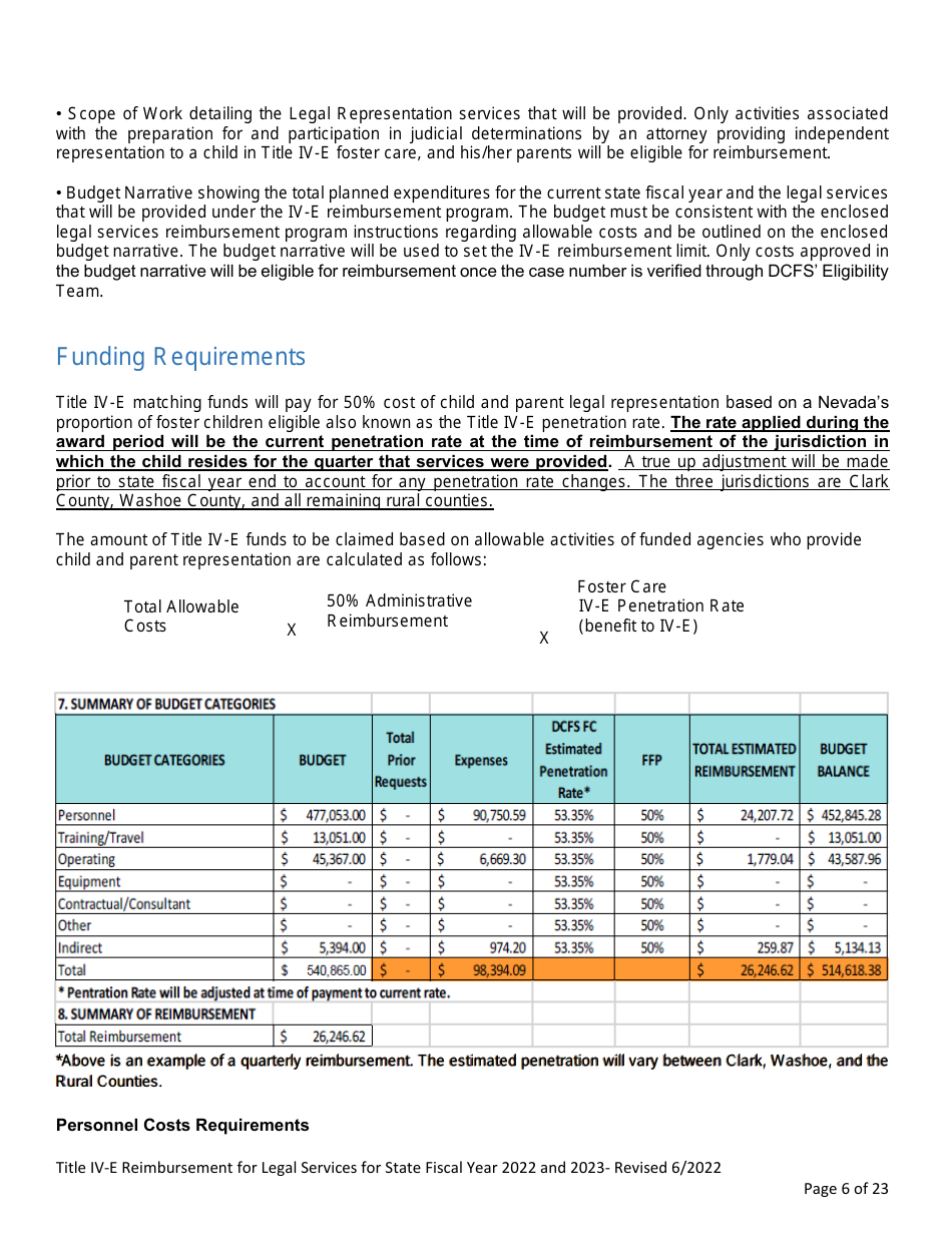 Application Form - Title IV-E Reimbursement Program for Legal Services - Nevada, Page 6