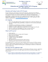Document preview: Education and Training Voucher (Etv) Program Application - Children's Cabinet - Nevada