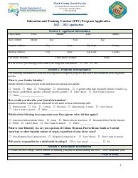 Education and Training Voucher (Etv) Program Application - Clark County - Nevada, Page 2