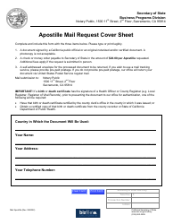 Document preview: Apostille Mail Request Cover Sheet - California