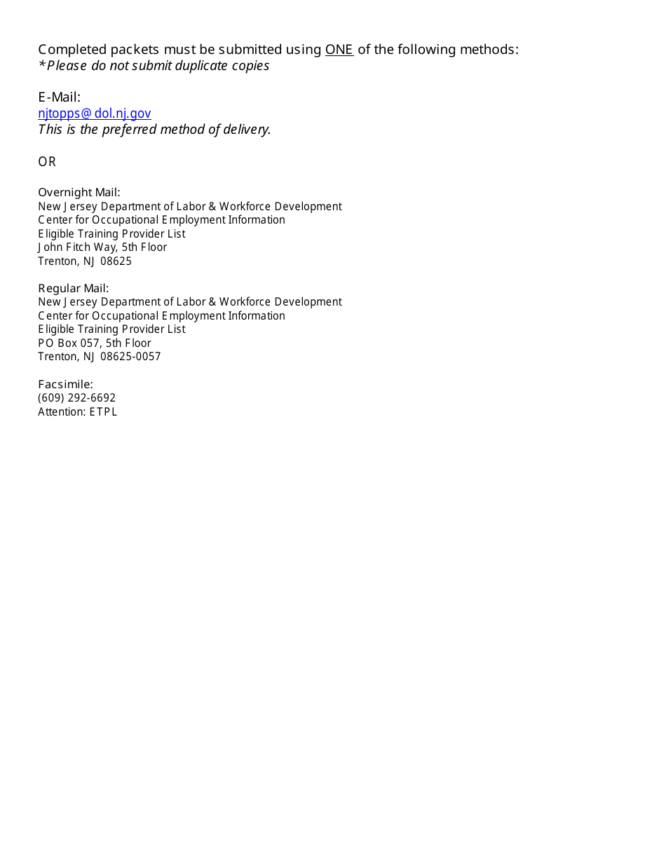 Eligible Training Provider List Application for Appeal - New Jersey, Page 2