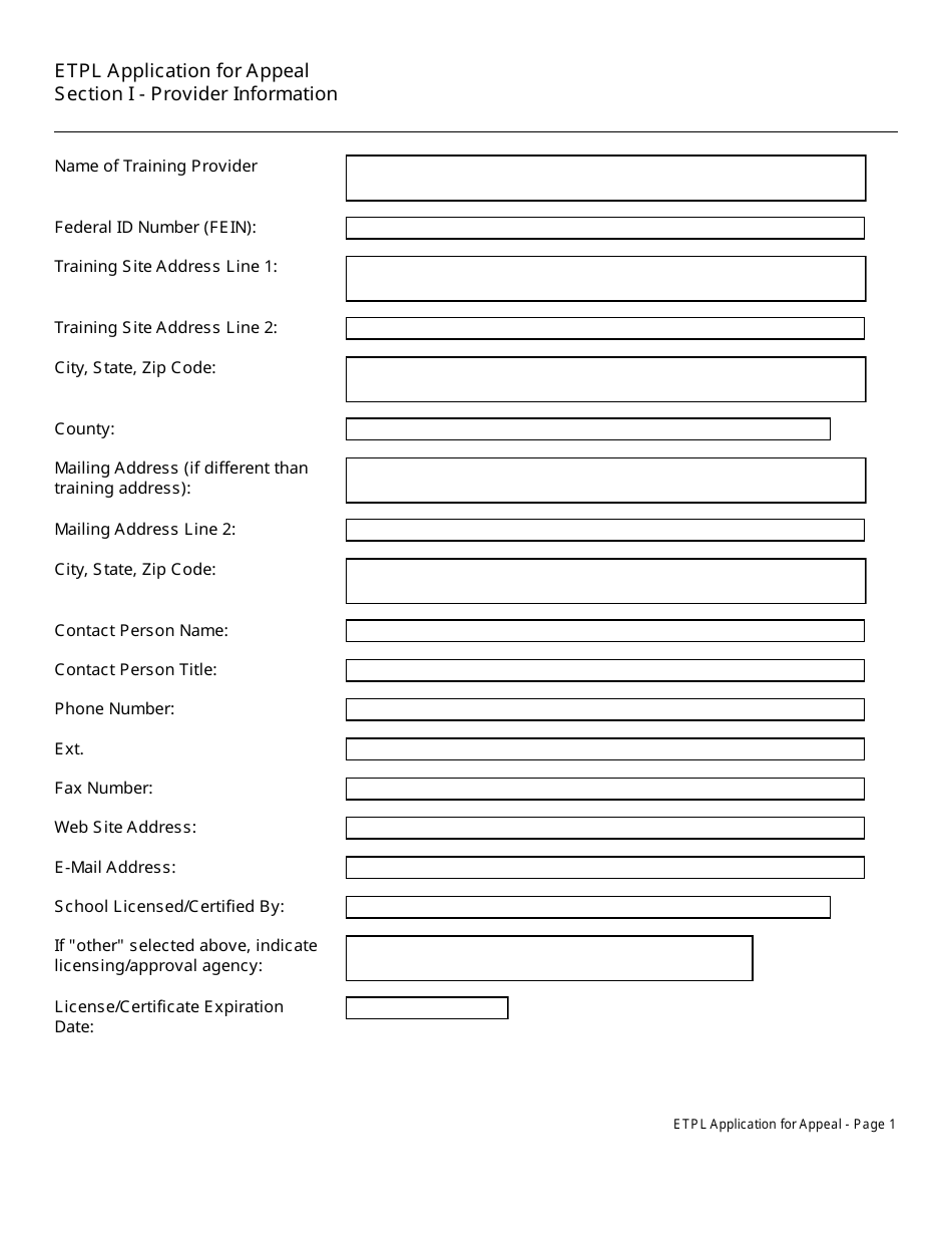 Eligible Training Provider List Application for Appeal - New Jersey, Page 3