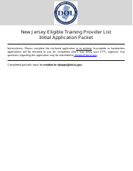 Document preview: Eligible Training Provider List Initial Application Packet - New Jersey