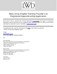Document preview: Eligible Training Provider List Registered Apprenticeship Application - New Jersey