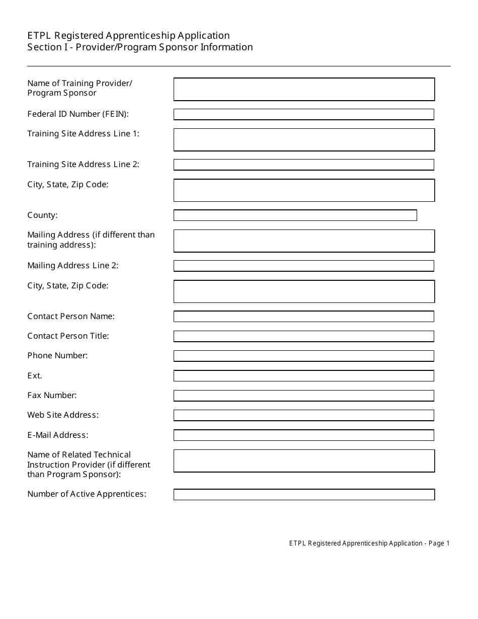 Eligible Training Provider List Registered Apprenticeship Application - New Jersey, Page 2