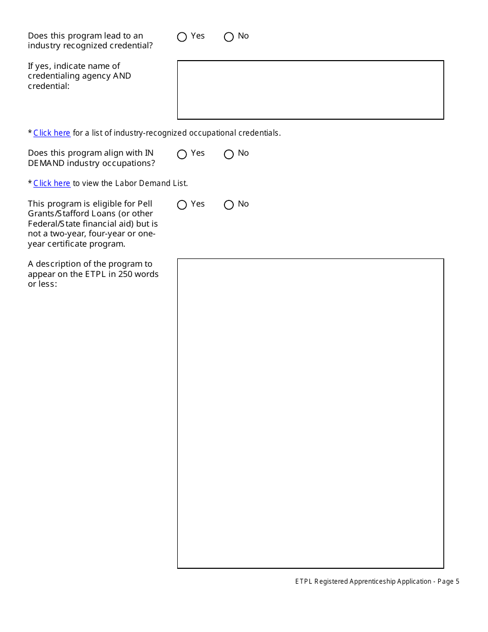 Eligible Training Provider List Registered Apprenticeship Application - New Jersey, Page 6