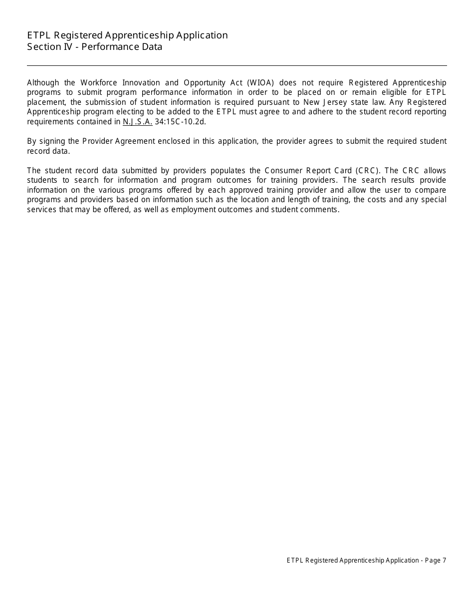 Eligible Training Provider List Registered Apprenticeship Application - New Jersey, Page 8