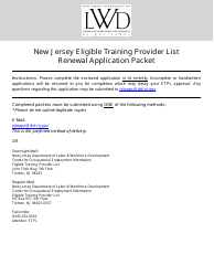 Document preview: Eligible Training Provider List Renewal Application Packet - New Jersey