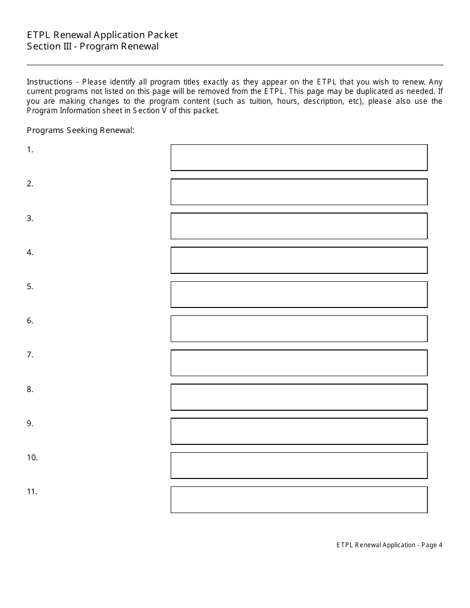 Eligible Training Provider List Renewal Application Packet - New Jersey, Page 5