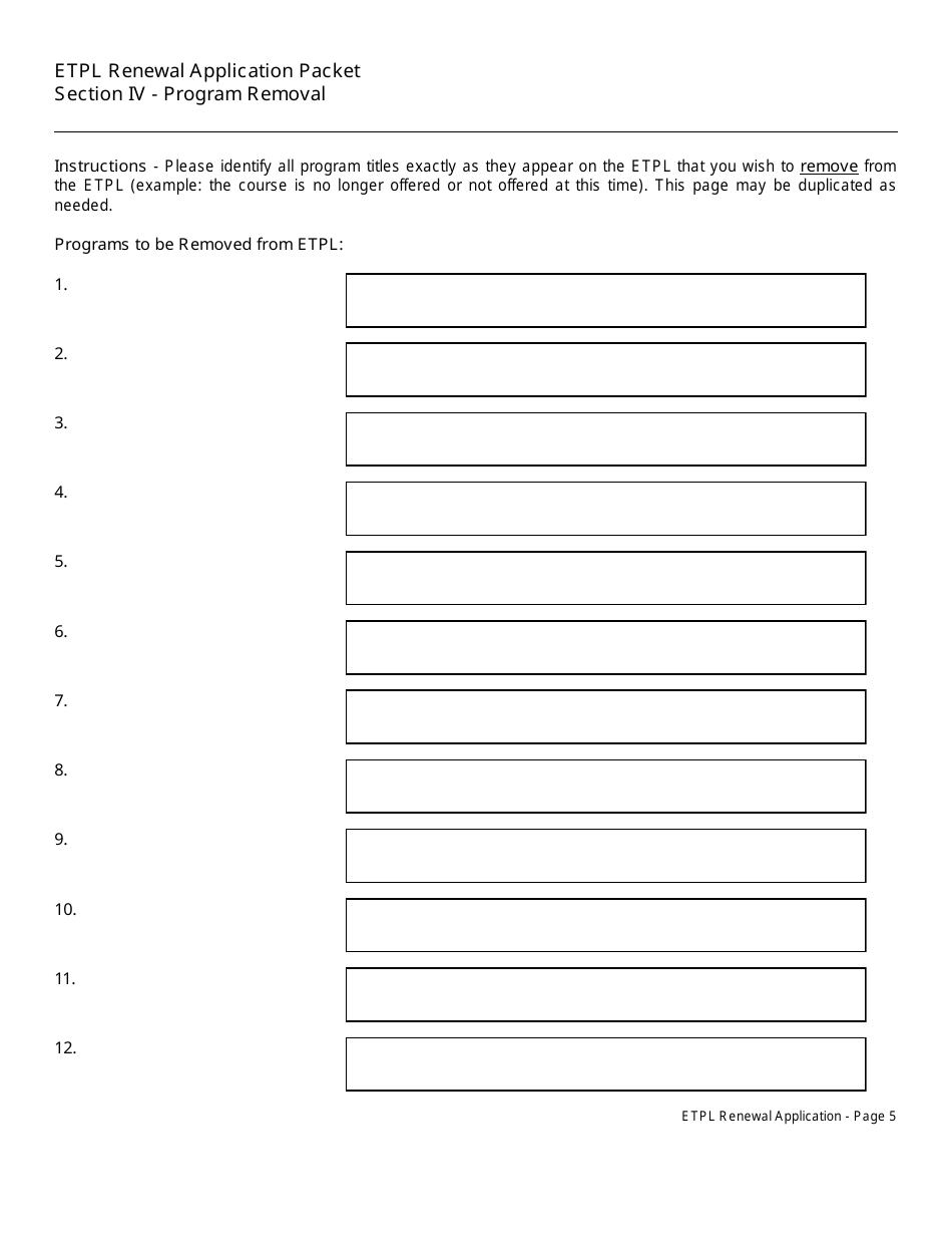 Eligible Training Provider List Renewal Application Packet - New Jersey, Page 6
