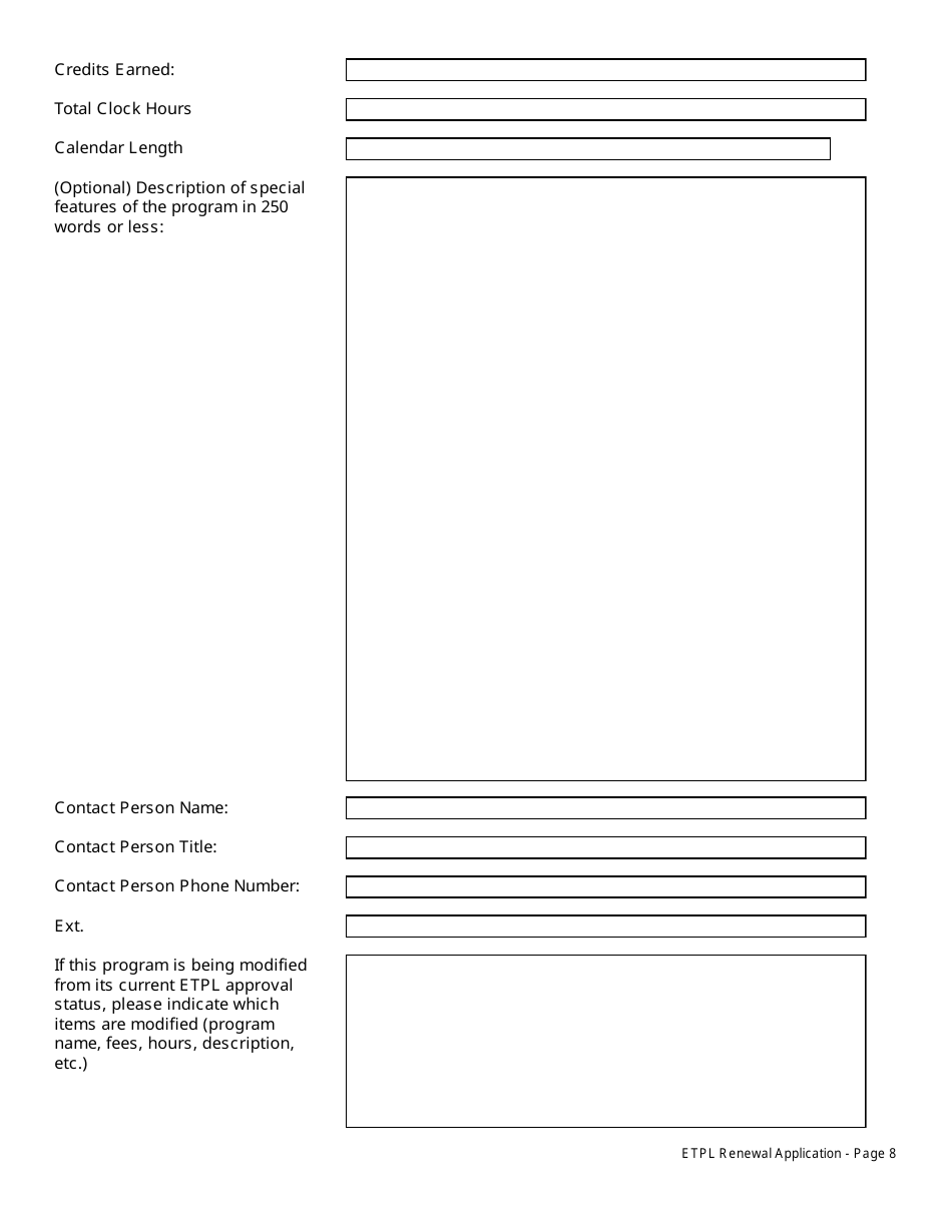 Eligible Training Provider List Renewal Application Packet - New Jersey, Page 9