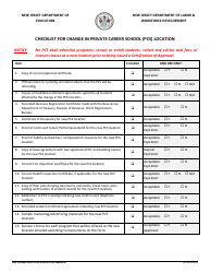 Document preview: Checklist for Change in Private Career School (PCS) Location - New Jersey