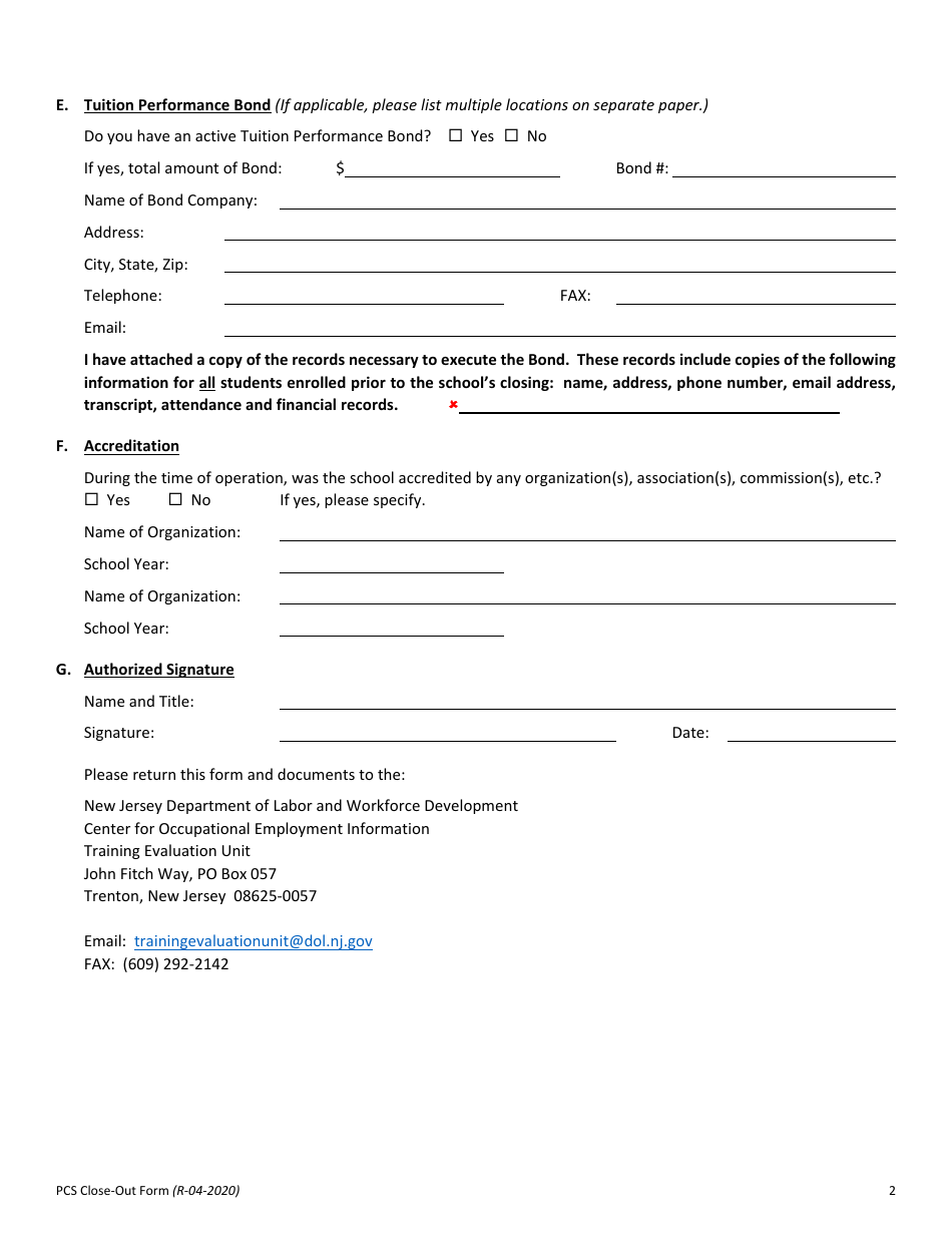 New Jersey Private Career School Close-out Form - Fill Out, Sign Online ...