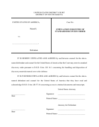 Document preview: Stipulation for Entry of Standard Discovery Order - South Dakota