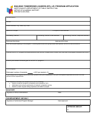 Document preview: Form SFN62212 Building Tomorrows Leaders (Btl) Jr. Program Application - North Dakota