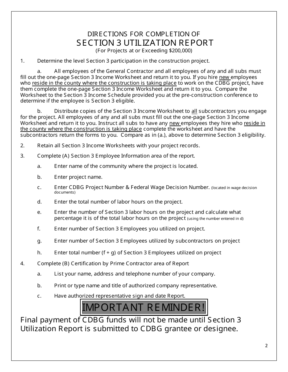 Section 3 Utilization Report - Community Development Block Grant Program - Maine, Page 2