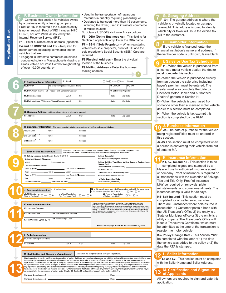 Instructions for Form TTLREG100 Registration and Title Application - Massachusetts, Page 4