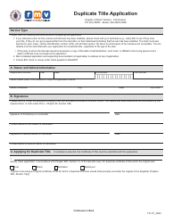 Form TTL117 Duplicate Title Application - Massachusetts