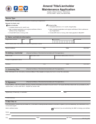 Form TTL104 Amend Title/Lienholder Maintenance Application - Massachusetts