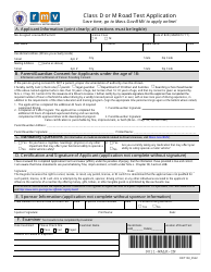 Form RDT103 Class D or M Road Test Application - Massachusetts