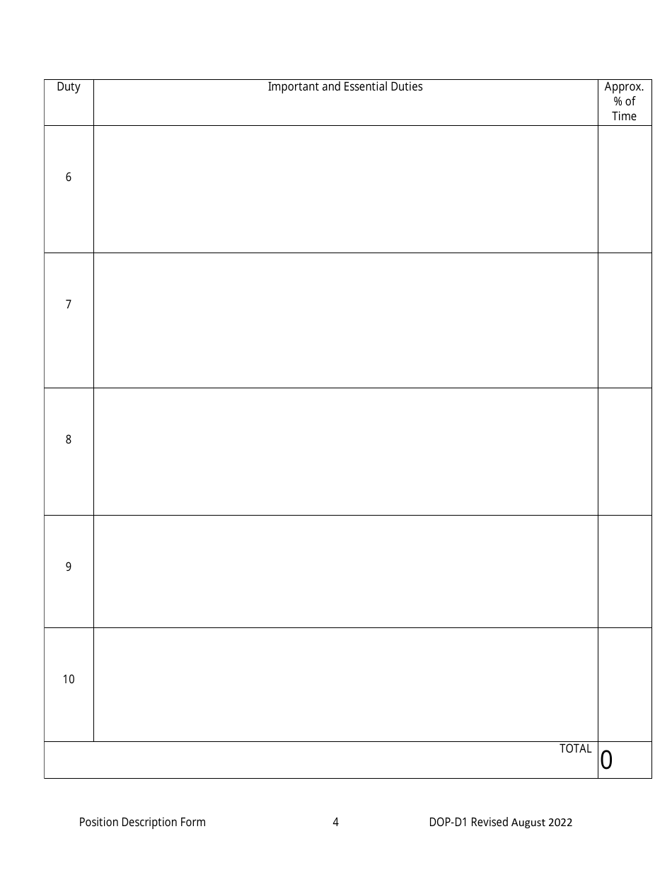 Form DOP-D1 Position Description Form - West Virginia, Page 4