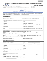 Document preview: Domestic Violence Civil Protection Order (Dvcpo) Intake Form - Dating Violence - Cuyahoga County, Ohio
