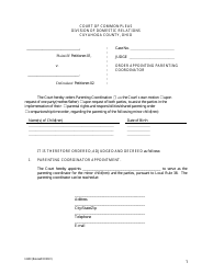 Document preview: Form H603 Order Appointing Parenting Coordinator - Cuyahoga County, Ohio
