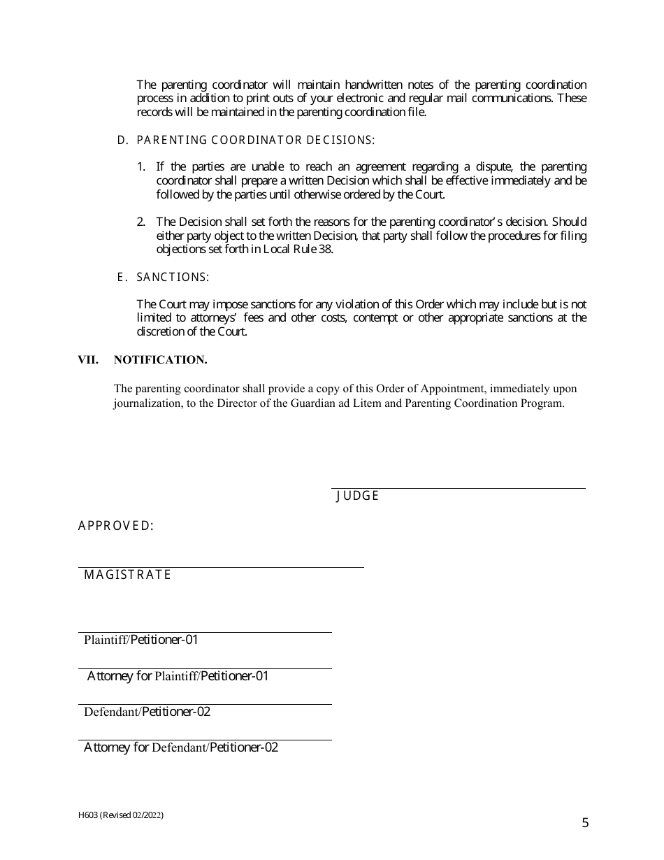 Form H603 - Fill Out, Sign Online and Download Fillable PDF, Cuyahoga ...