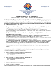 Document preview: Notification of Purchase or Sale of Flexibility Account Credit - Arizona