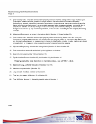 Instructions for Maximum Levy Worksheet - North Dakota, Page 2