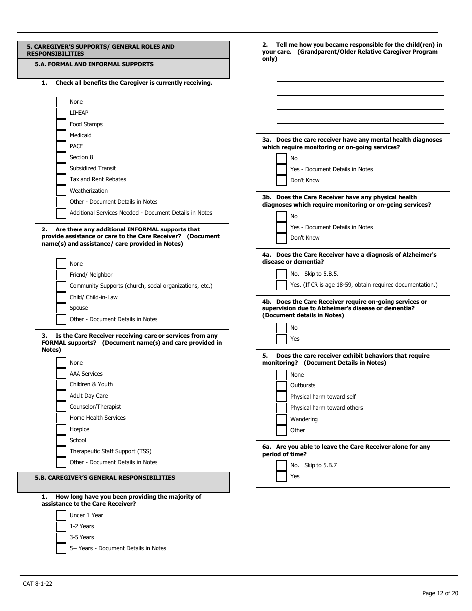 Caregiver Assessment Tool (Cat) - Pennsylvania, Page 12