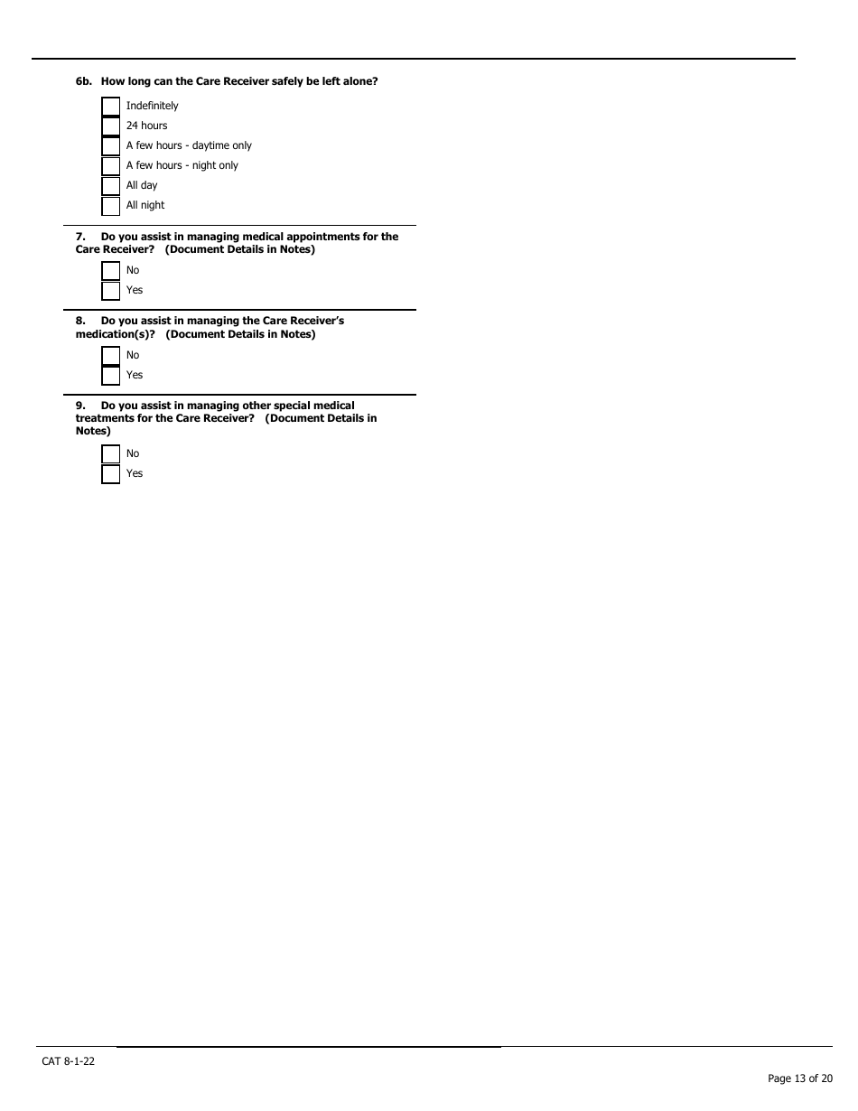 Caregiver Assessment Tool (Cat) - Pennsylvania, Page 13