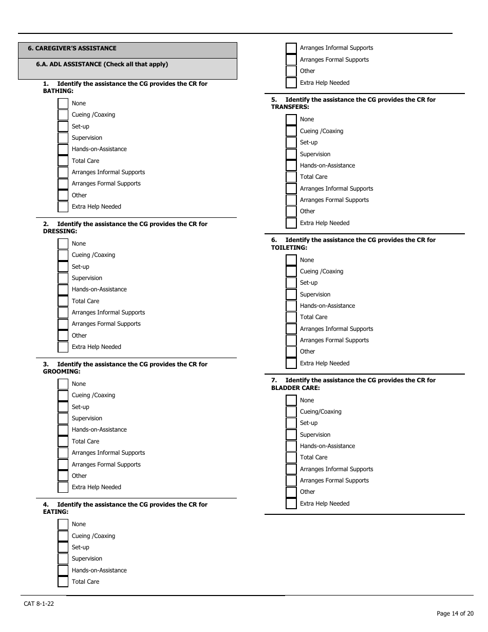 Caregiver Assessment Tool (Cat) - Pennsylvania, Page 14