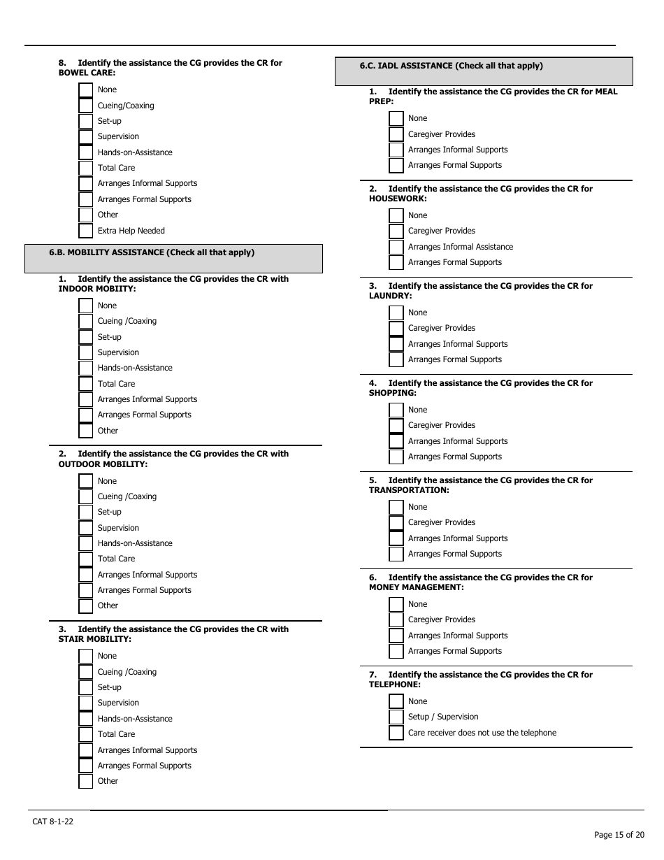Caregiver Assessment Tool (Cat) - Pennsylvania, Page 15