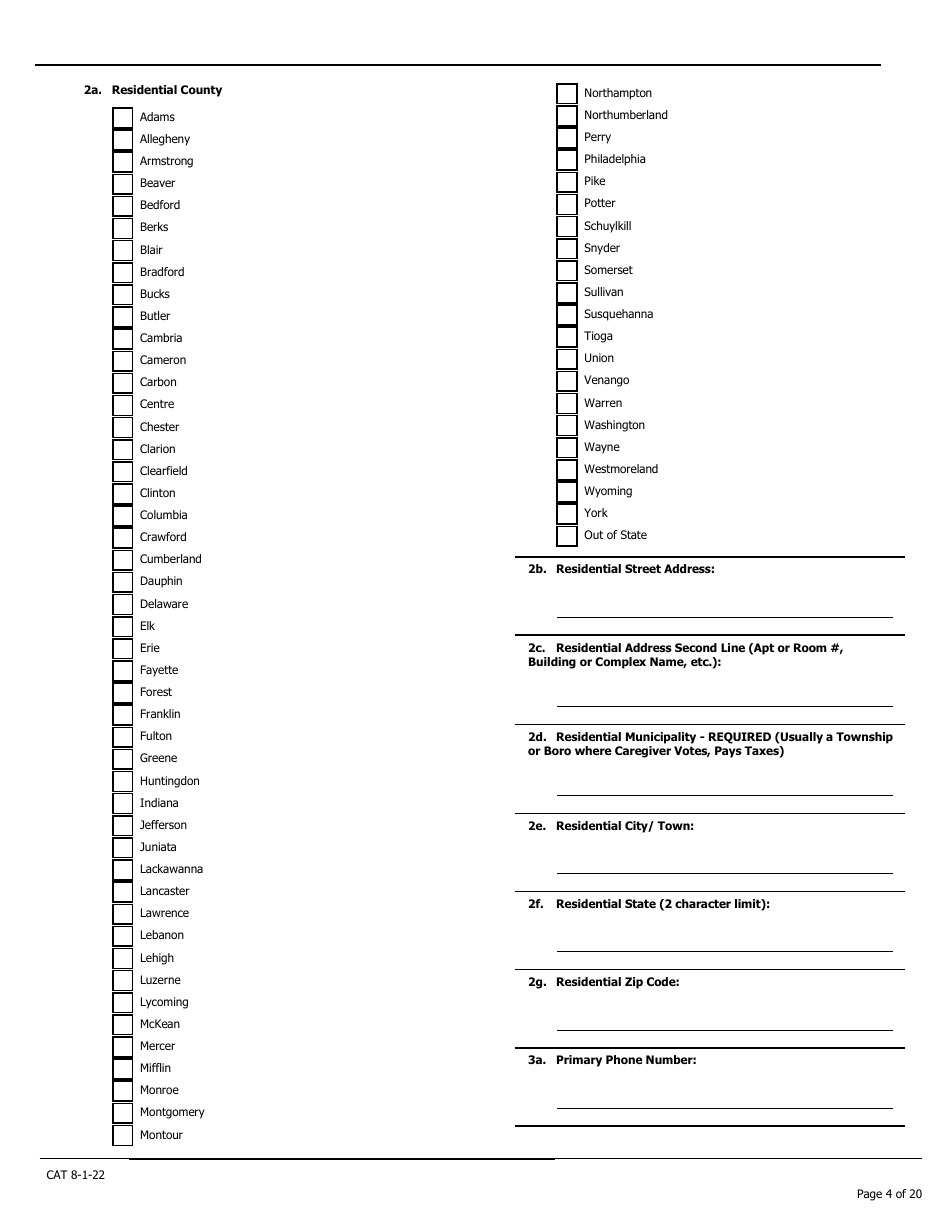 Caregiver Assessment Tool (Cat) - Pennsylvania, Page 4