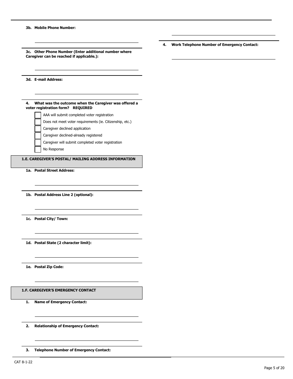Caregiver Assessment Tool (Cat) - Pennsylvania, Page 5