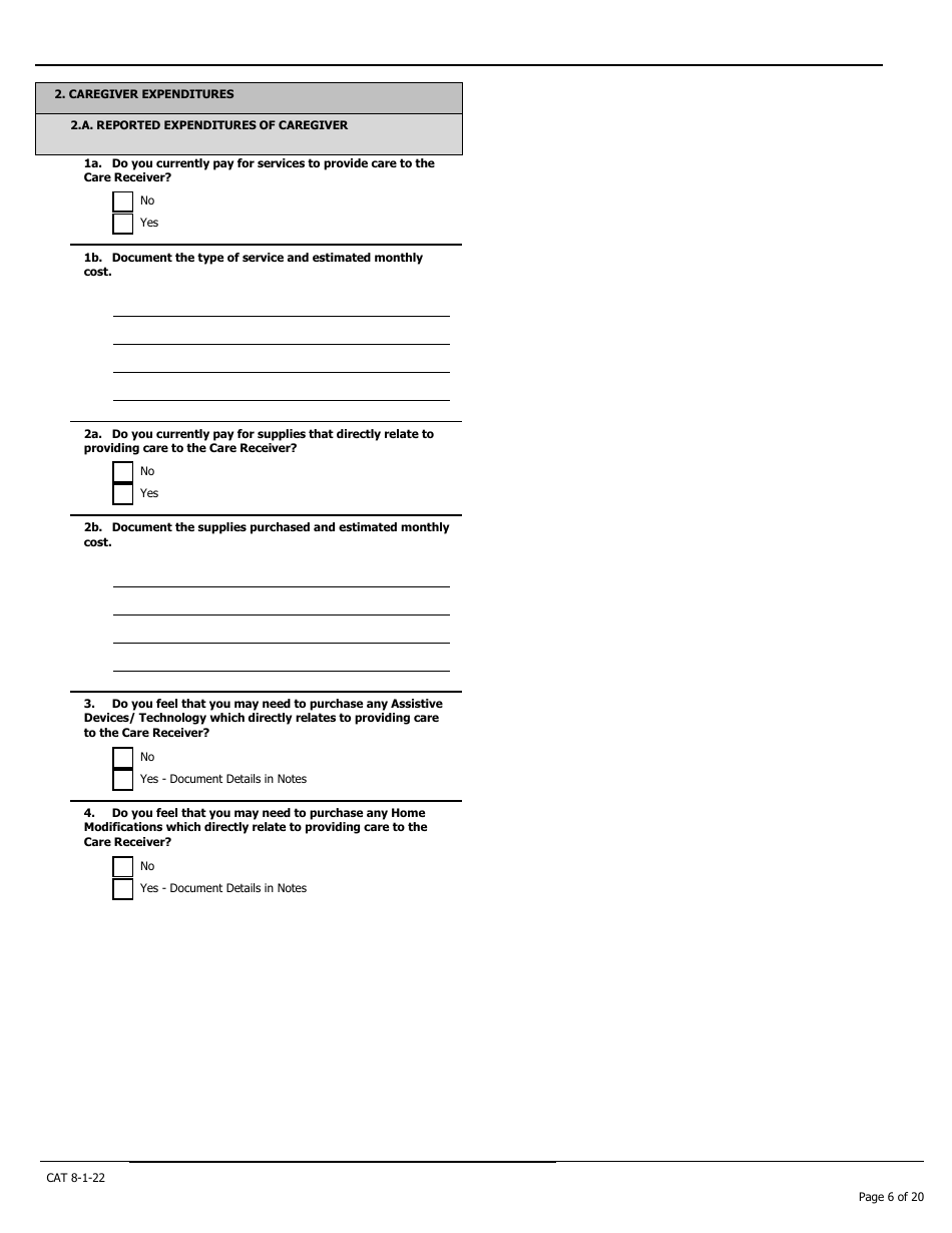 Caregiver Assessment Tool (Cat) - Pennsylvania, Page 6