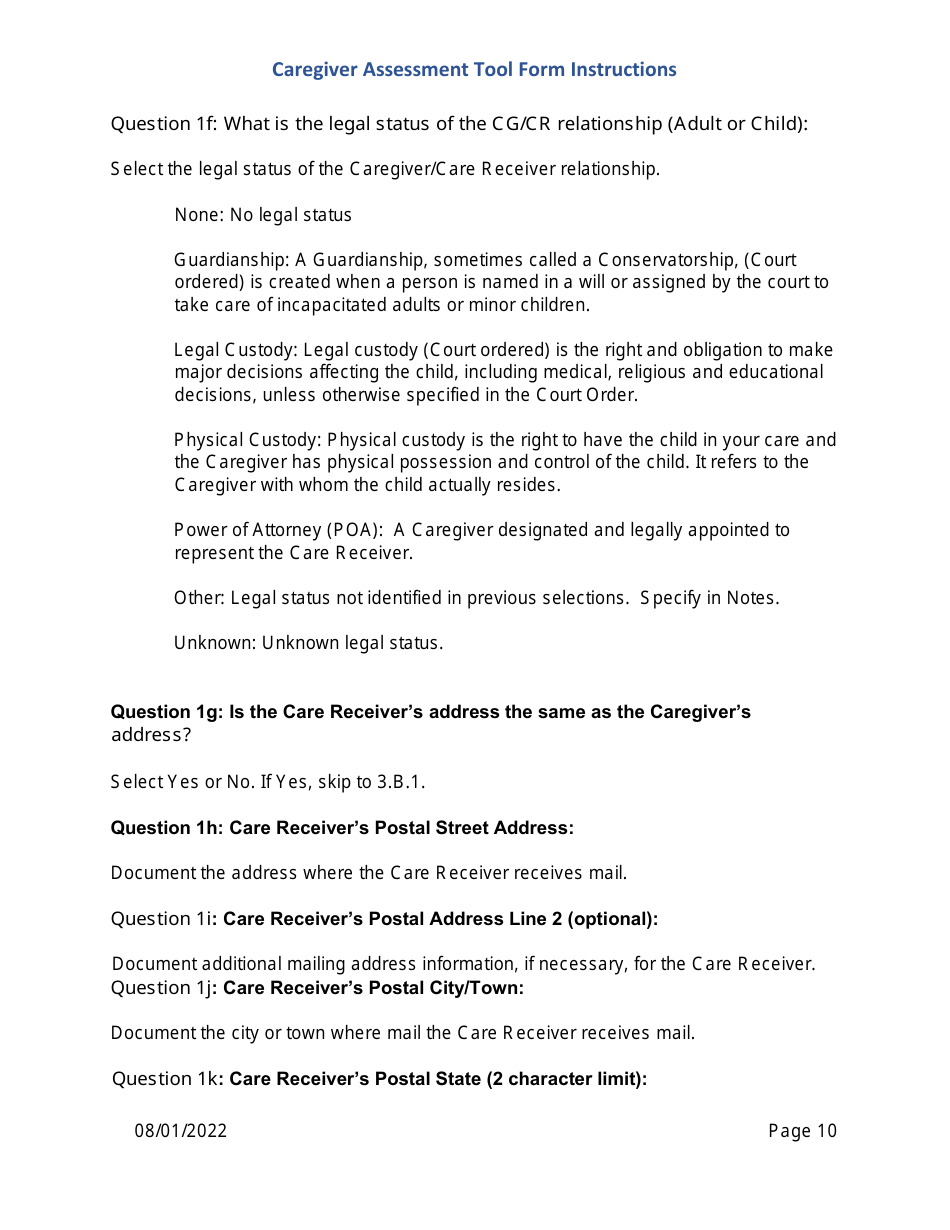Instructions for Caregiver Assessment Tool (CAT) Form - Pennsylvania, Page 10