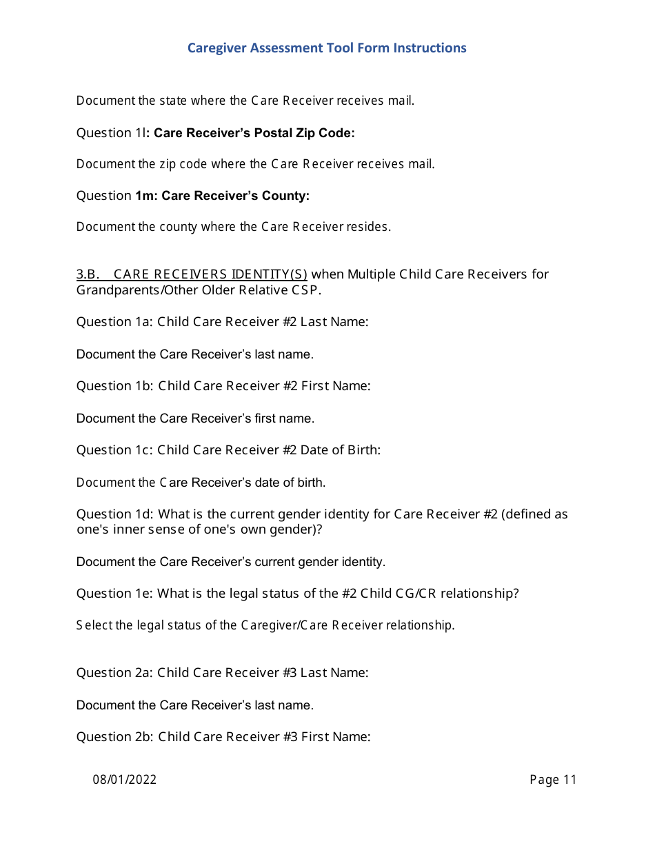 Instructions for Caregiver Assessment Tool (CAT) Form - Pennsylvania, Page 11