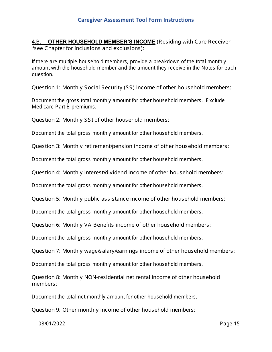 Instructions for Caregiver Assessment Tool (CAT) Form - Pennsylvania, Page 15