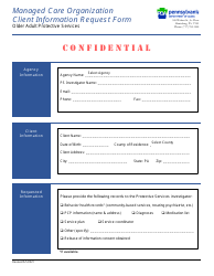 Document preview: Managed Care Organization Client Information Request Form - Pennsylvania