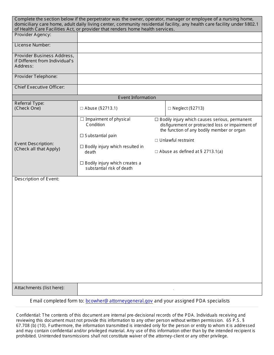 Office of Attorney General Referral Form - Pennsylvania, Page 2